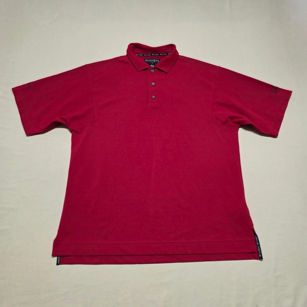FootJoy Titleist Men Red Short Sleeve Logo Golf Polo Shirt Size Medium Pullover